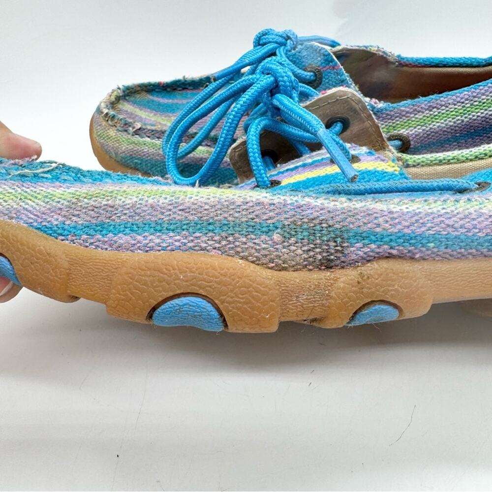 Twisted X‎ Wild Blue Yonder Canvas Driving Moc Lace Up Boat Shoe Womens Size 10 - Picture 8 of 12